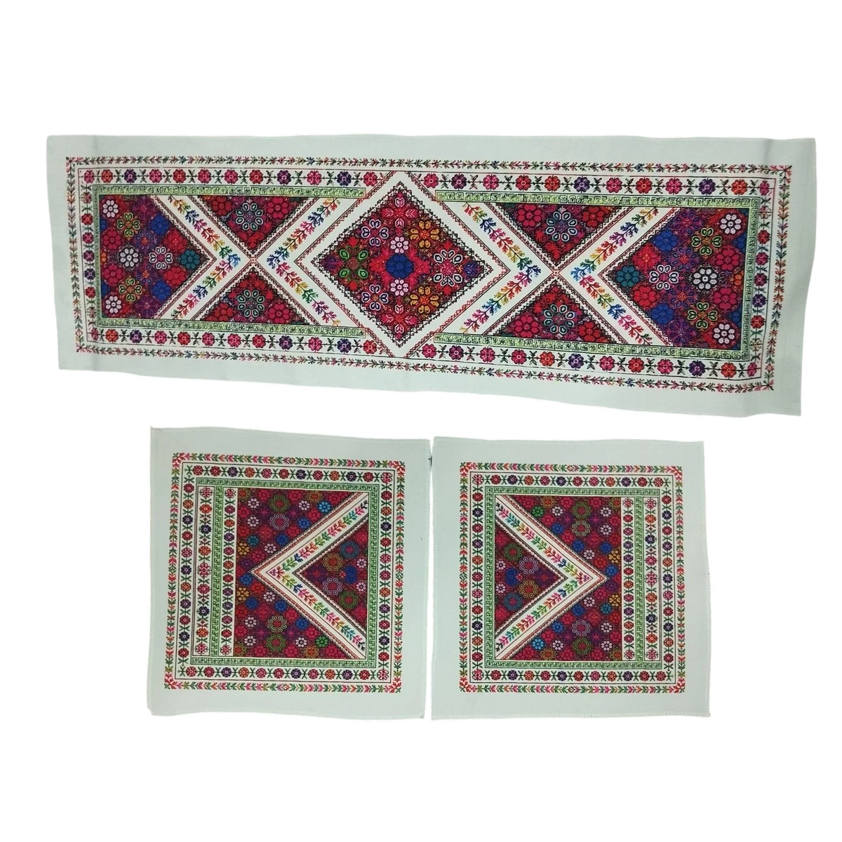 Living Room Tablecloth Set –  Printed Tatreez - Rainbow Blossom