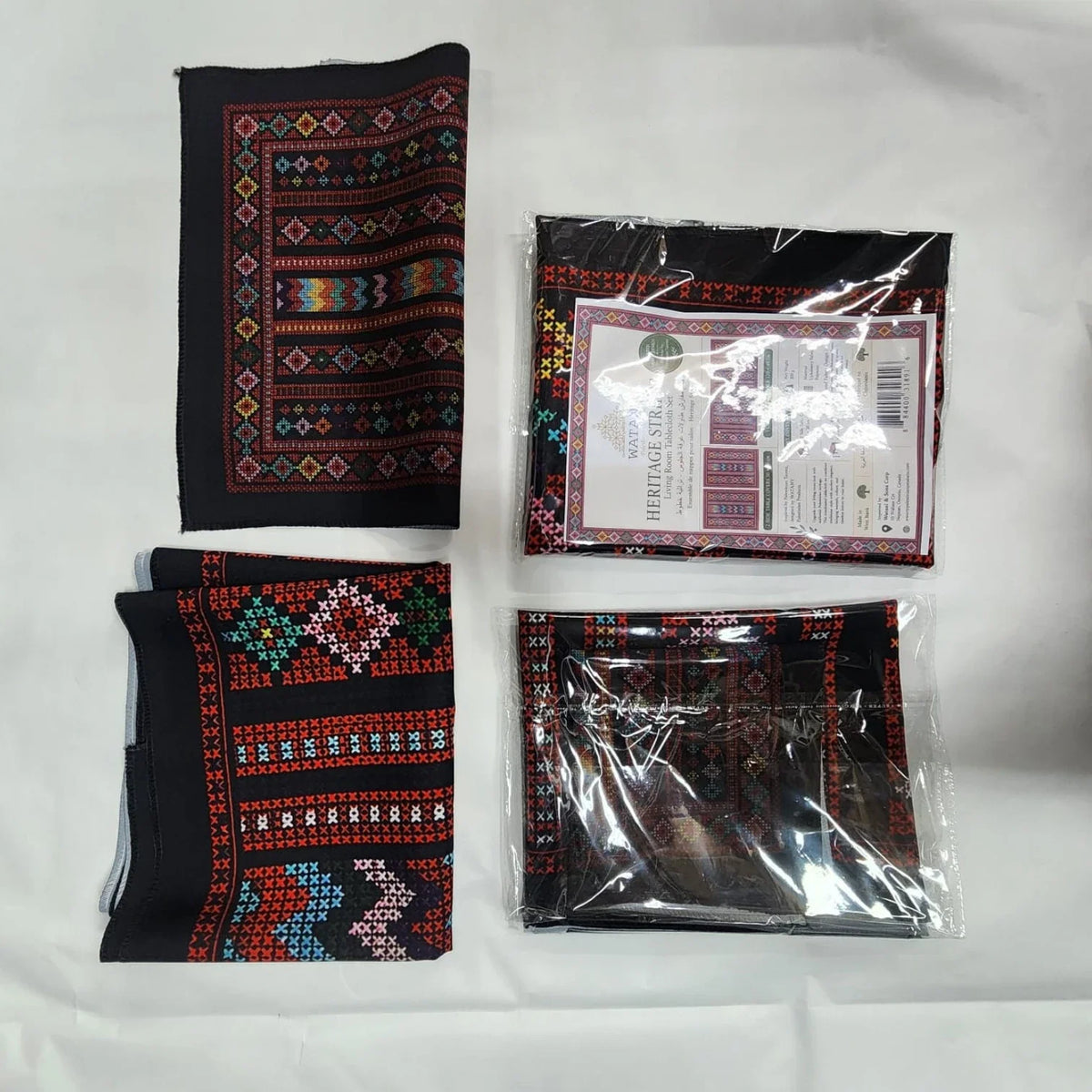 Living Room Tablecloth Set –  Printed Tatreez - Heritage Stripes