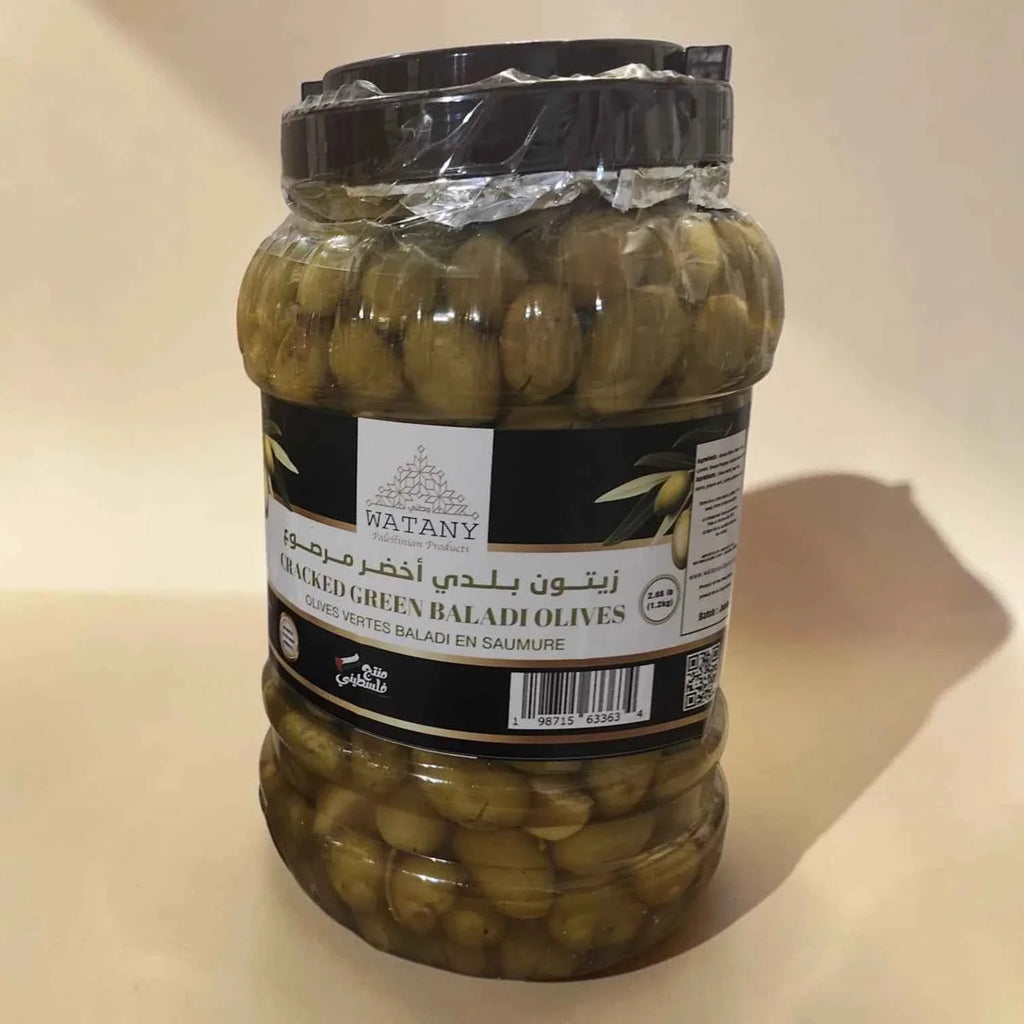 Jenin Palestinian Cracked Green Olives – Brine Pickles 1.5kg