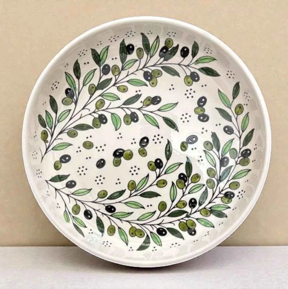Handmade Palestinian Zatoun Branch Serving Bowl – Salad & Fruit (14 in- 35 cm)