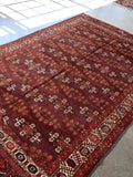 Turkmen Yomut Rug — Wine Red & Ivory Guls | 6'10" × 10'7"