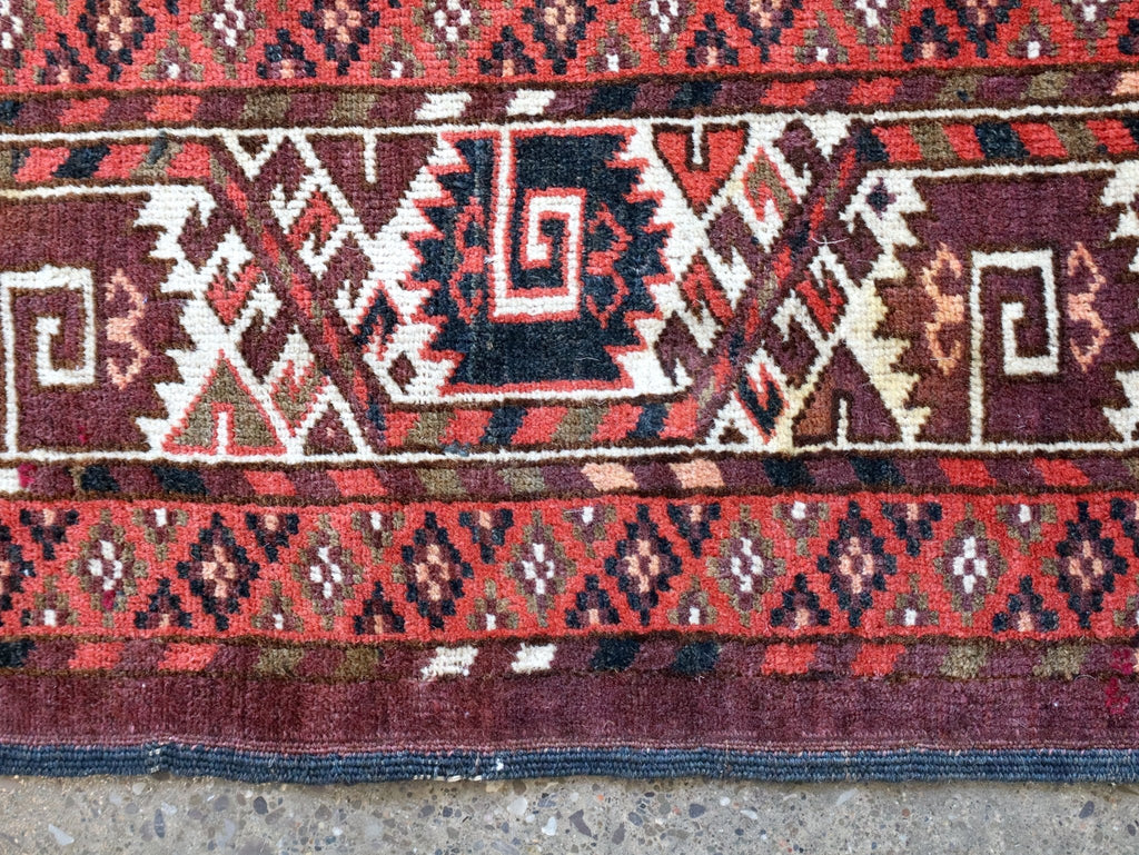 Turkmen Yomut Rug — Wine Red & Ivory Guls | 6'10" × 10'7"