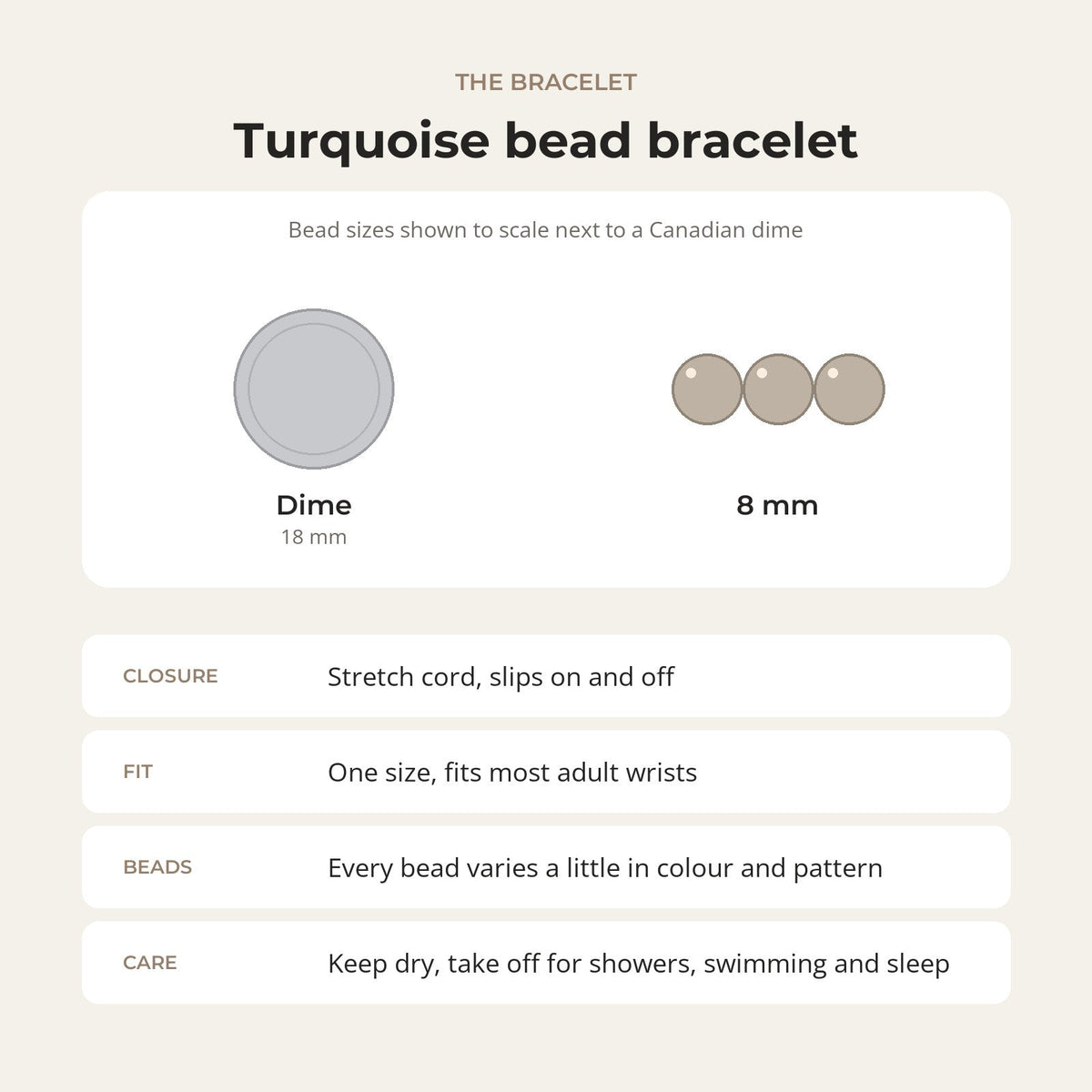 Turquoise Round Bracelet - 8mm (Enhanced)
