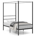 Cama individual con dosel de metal, 4 postes, 11 listones de metal y 12.5 pulgadas de espacio libre