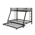 Lit Superposé Jumeau sur Double avec Lit Gigogne pour Chambre d'Amis-Noir
