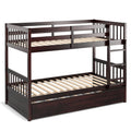 Litera doble sobre doble con cama nido deslizable y escalera - Espresso