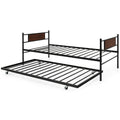 Cadre de lit de repos 2-en-1 double avec lit gigogne escamotable