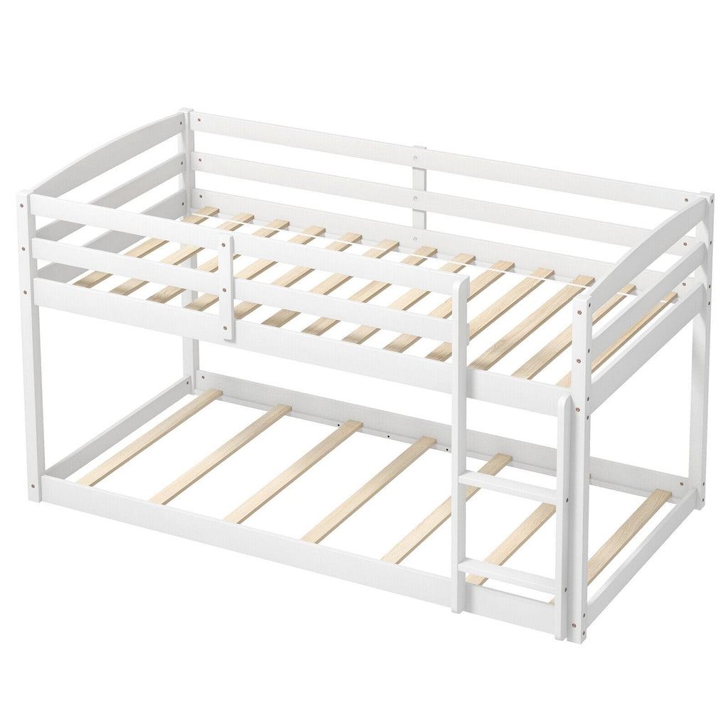 Litera individual con barandales altos y escalera integrada-Blanco