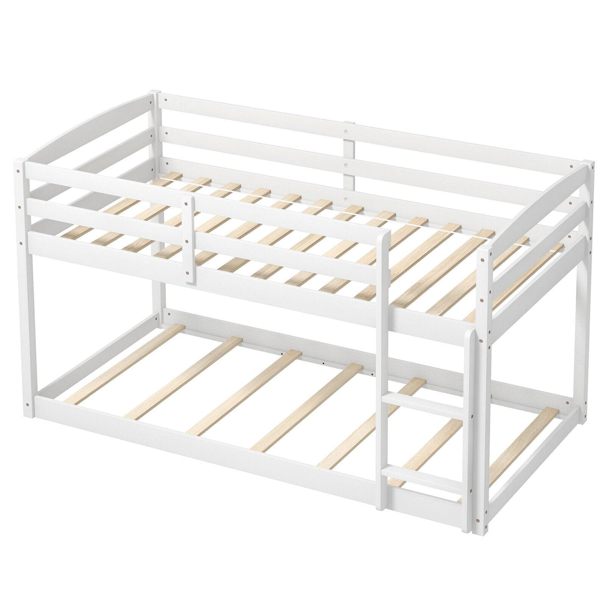 Litera individual con barandales altos y escalera integrada-Blanco