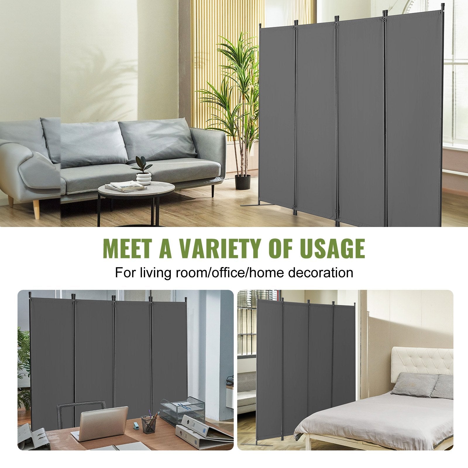 Room Divider, 4 Panel Room Dividers and Folding Privacy Screens, Sapphire Castor