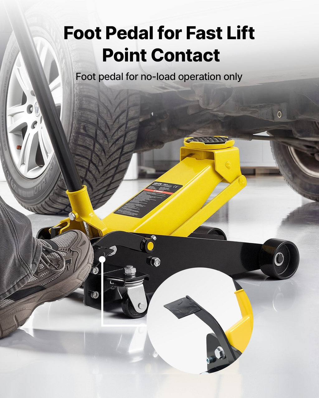 Low Profile Floor Jack, 3 Ton Capacity, Steel Racing Floor Jack with Sapphire Castor