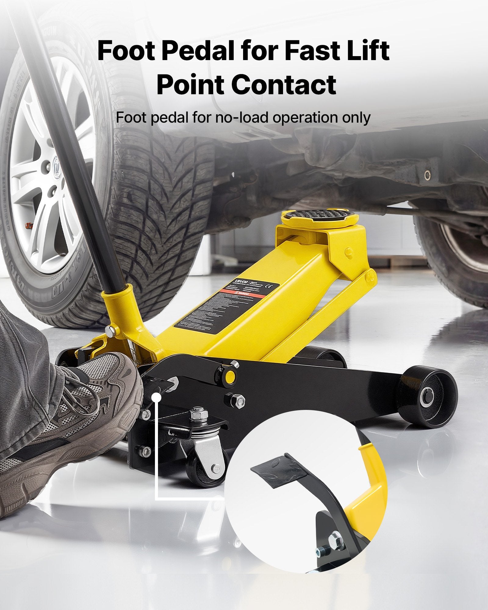 Low Profile Floor Jack, 3 Ton Capacity, Steel Racing Floor Jack with Sapphire Castor