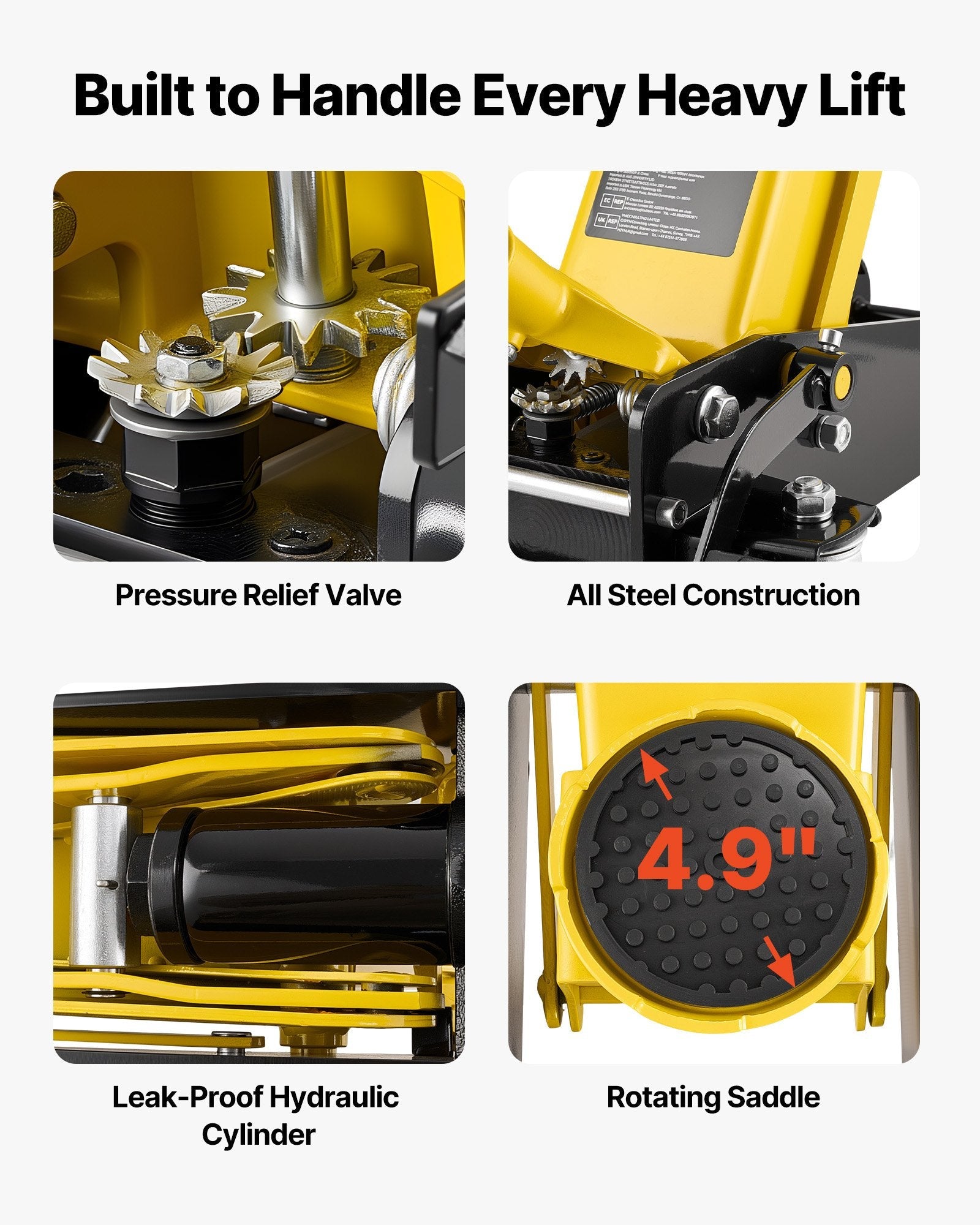 Low Profile Floor Jack, 3 Ton Capacity, Steel Racing Floor Jack with Sapphire Castor