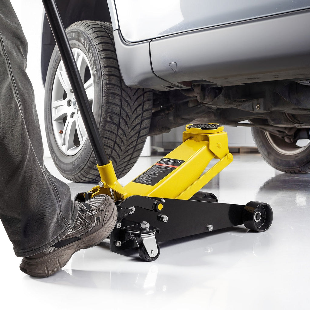 Low Profile Floor Jack, 3 Ton Capacity, Steel Racing Floor Jack with Sapphire Castor