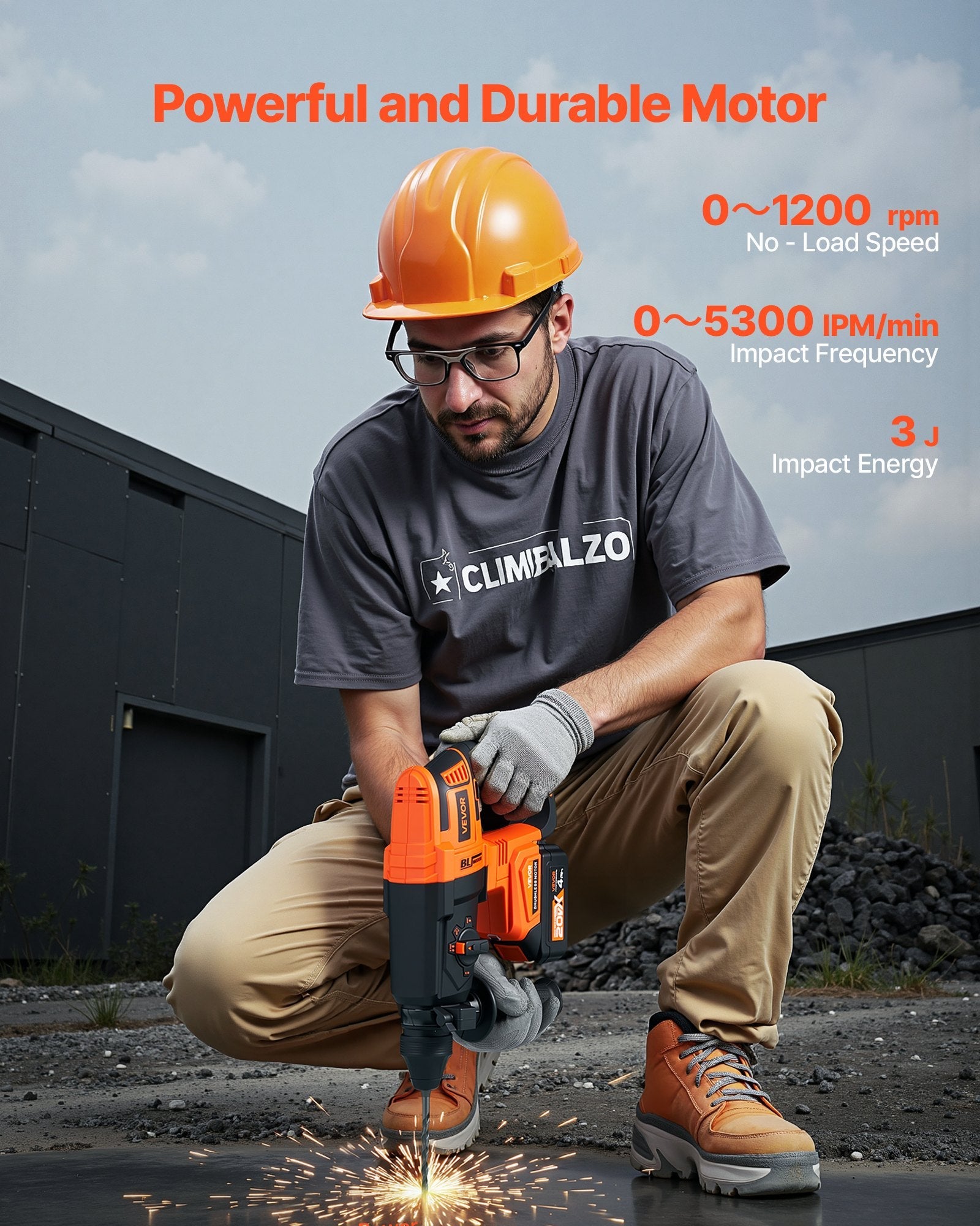 20V Brushless Cordless Hammer Drill, Lithium-Ion 1.1 Inch Rotary Sapphire Castor