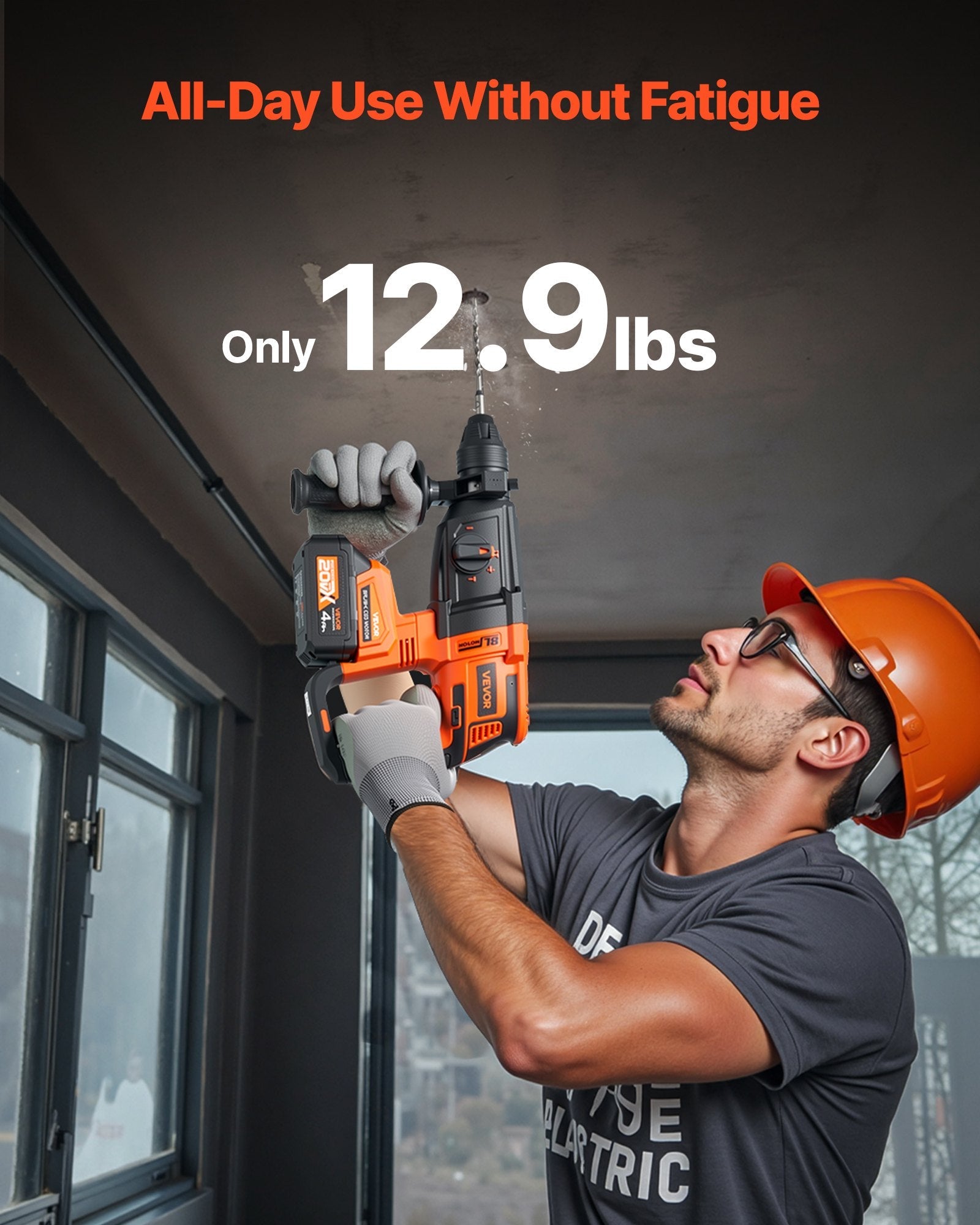 20V Brushless Cordless Hammer Drill, Lithium-Ion 1.1 Inch Rotary Sapphire Castor