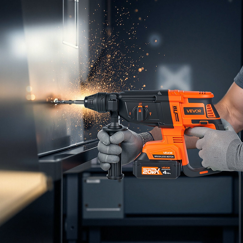 20V Brushless Cordless Hammer Drill, Lithium-Ion 1.1 Inch Rotary Sapphire Castor