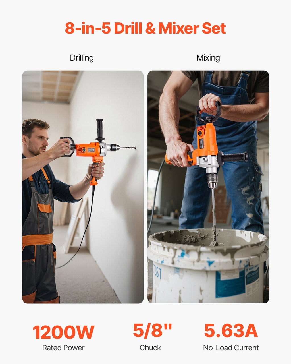 Drill Mixer, 15.89mm Corded Electric Drill Mixer Set, 0-750RPM 3A Sapphire Castor
