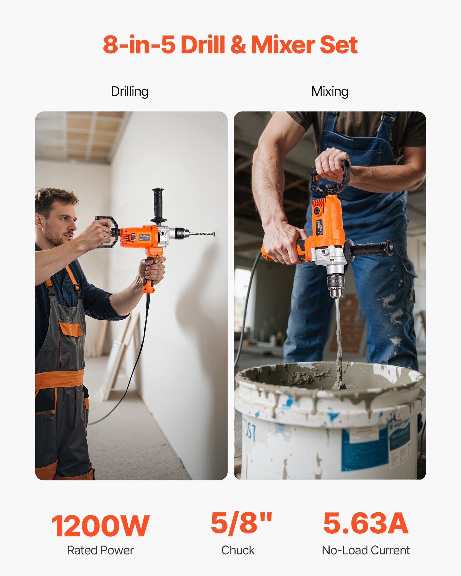 Drill Mixer, 15.89mm Corded Electric Drill Mixer Set, 0-750RPM 3A Sapphire Castor