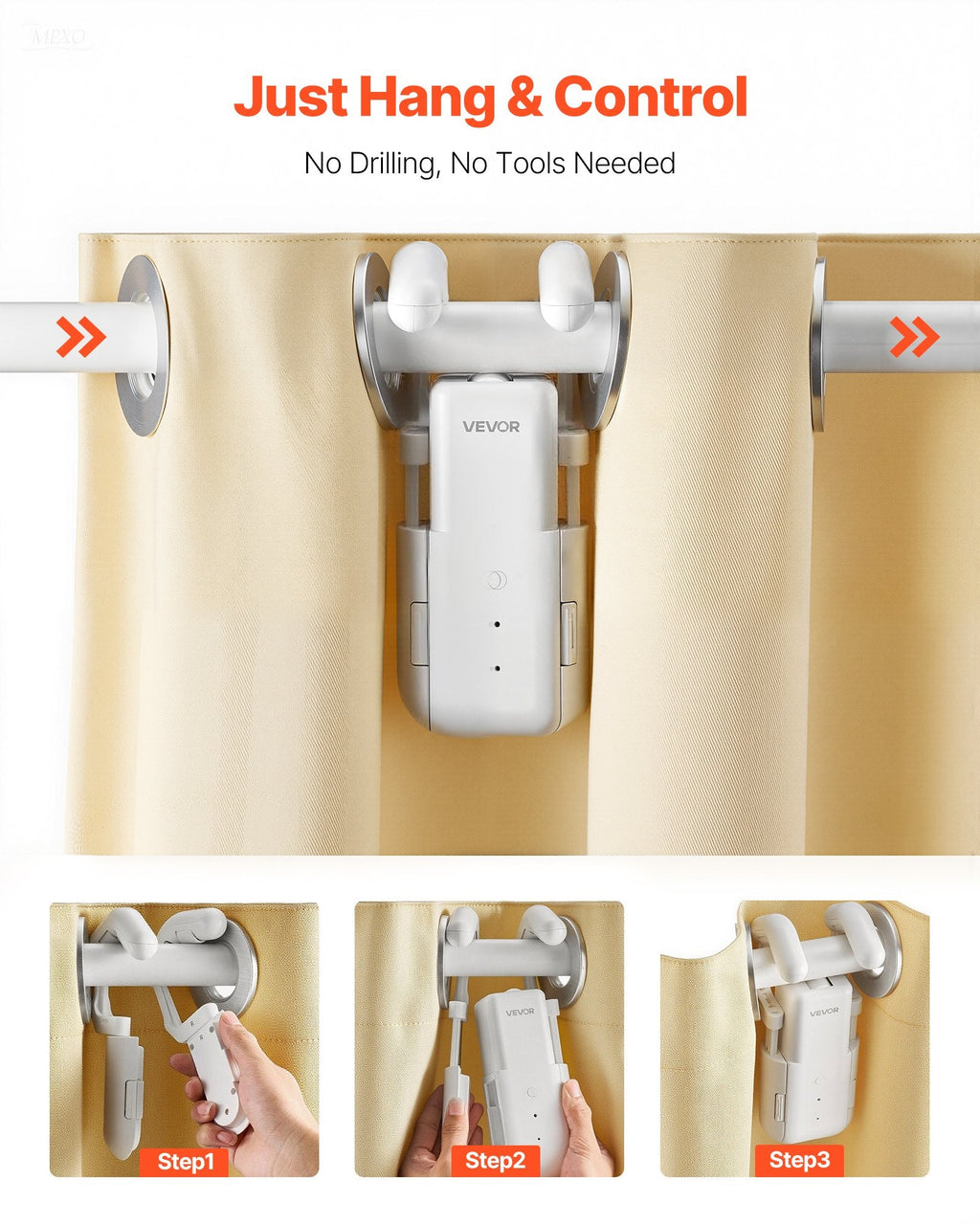 Automatic Curtain Opener, APP and Remote Control, Hub Included, Sapphire Castor