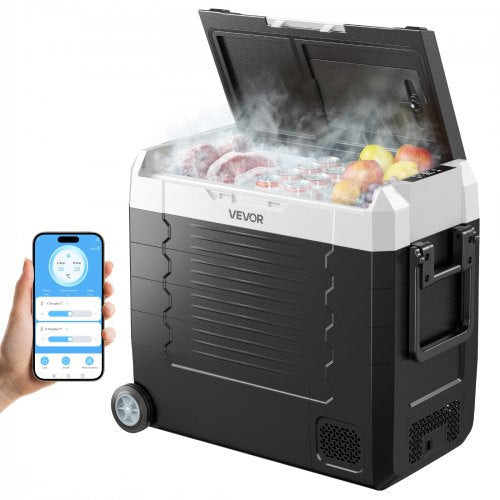 Car Refrigerator, DC 12/24V AC100-240V Compressor Electric Cooler, Sapphire Castor
