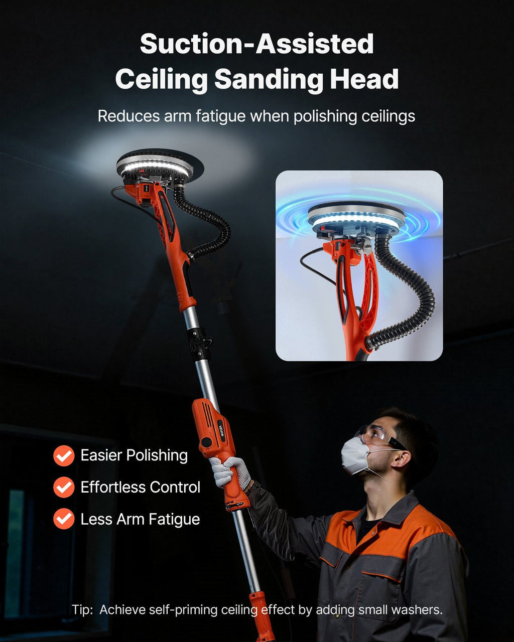 Drywall Sander, 950W Electric Drywall Sander, Popcorn Ceiling Removal Sapphire Castor
