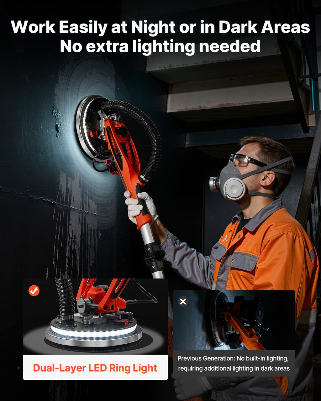 Drywall Sander, 950W Electric Drywall Sander, Popcorn Ceiling Removal Sapphire Castor