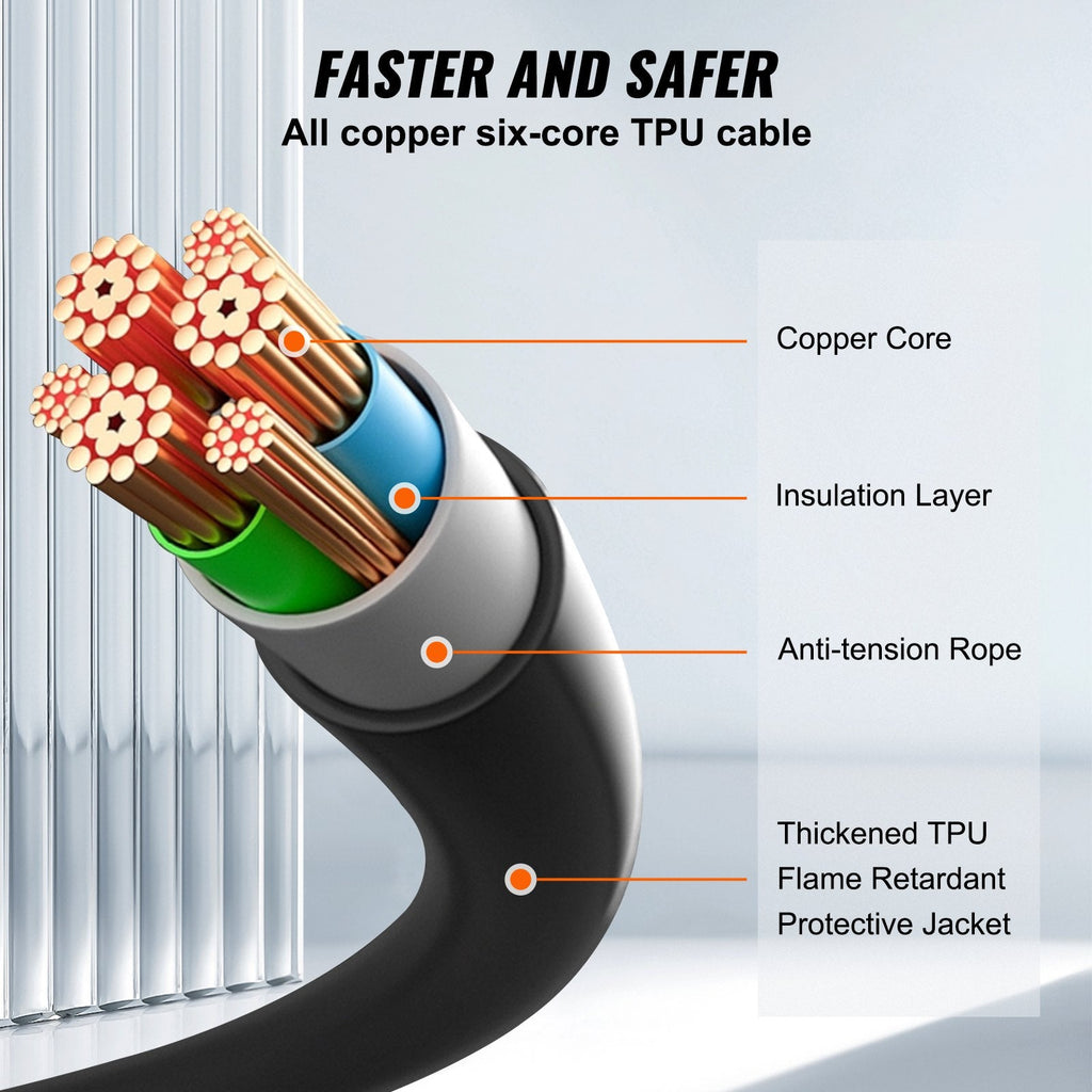 Type 2 to Type 2 EV Charging Cable, 32Amp, 22kW 7 Meters Three Phase Sapphire Castor