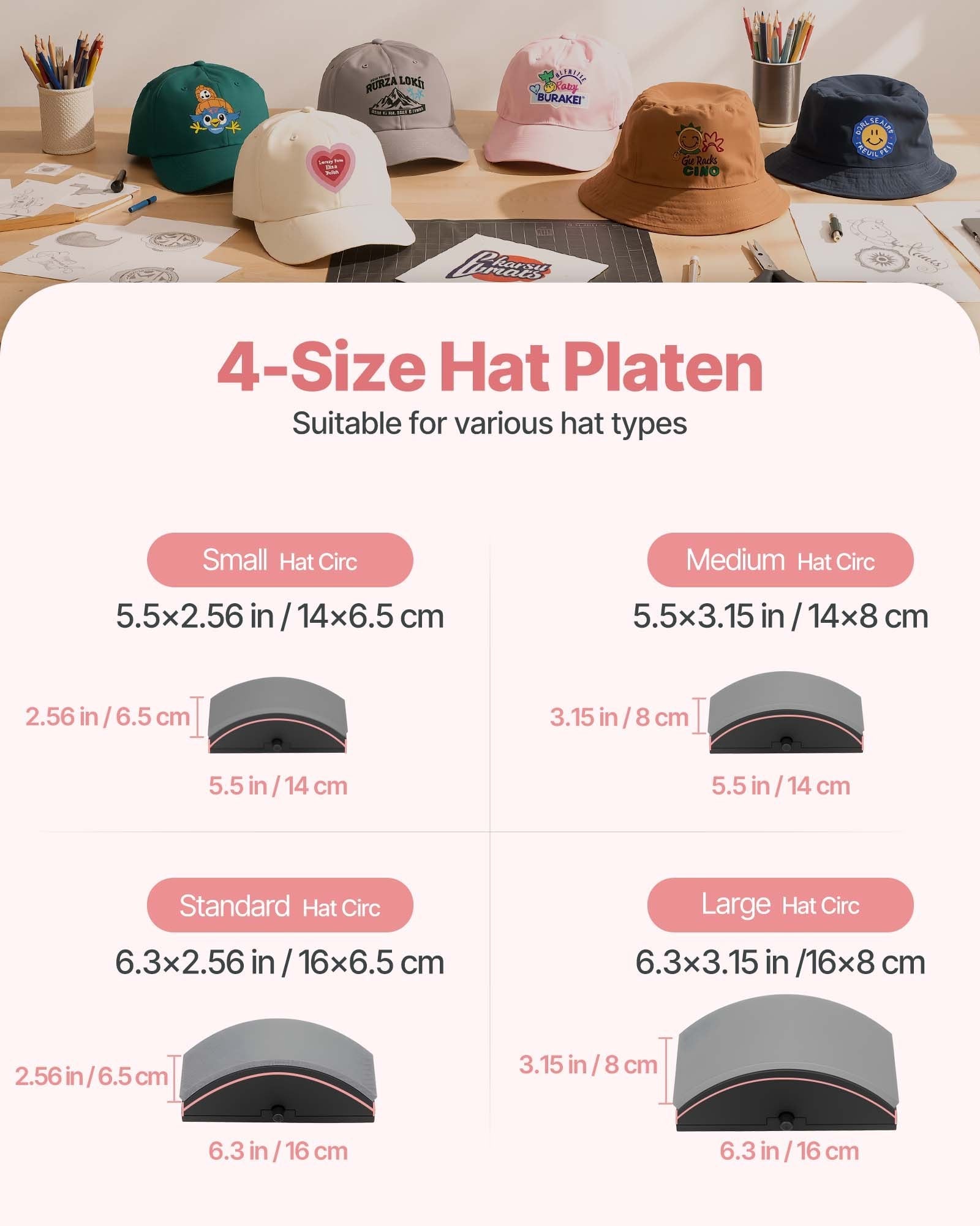 Hat Heat Press Machine, with 4pcs Interchangeable Platens, Precise Sapphire Castor