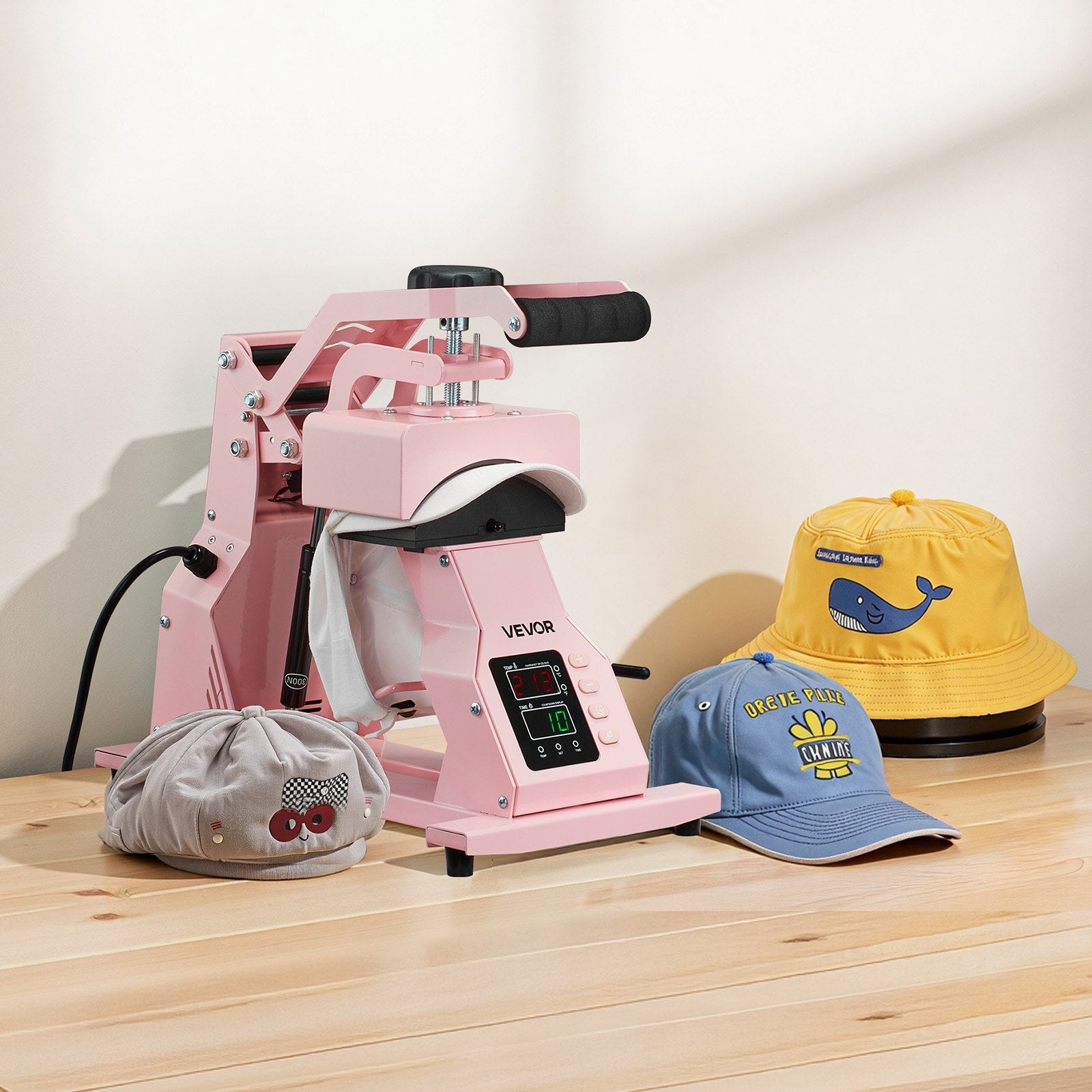 Hat Heat Press Machine, with 4pcs Interchangeable Platens, Precise Sapphire Castor