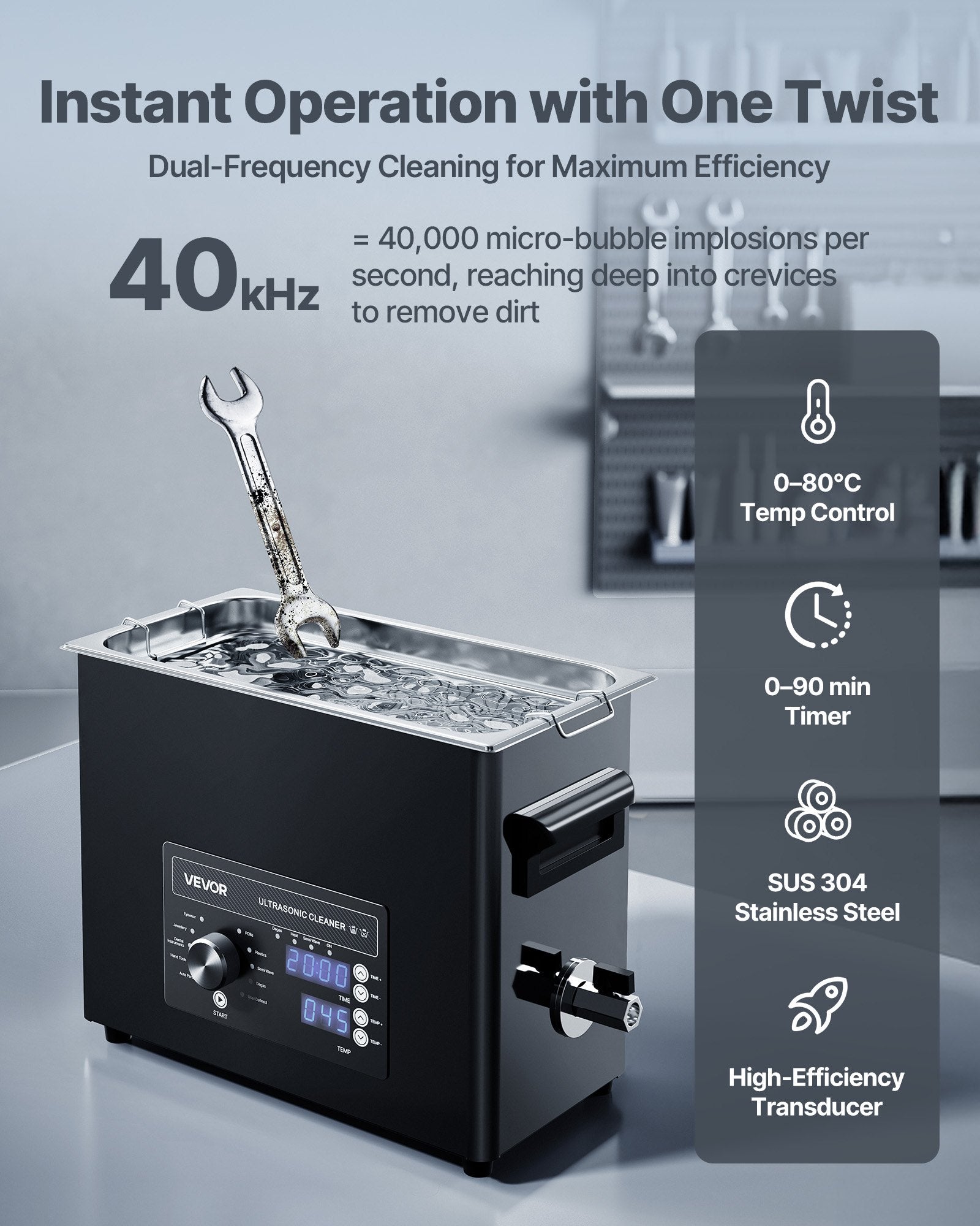 6L Ultrasonic Cleaner, Professional Ultrasonic Cleaner Machine with Sapphire Castor