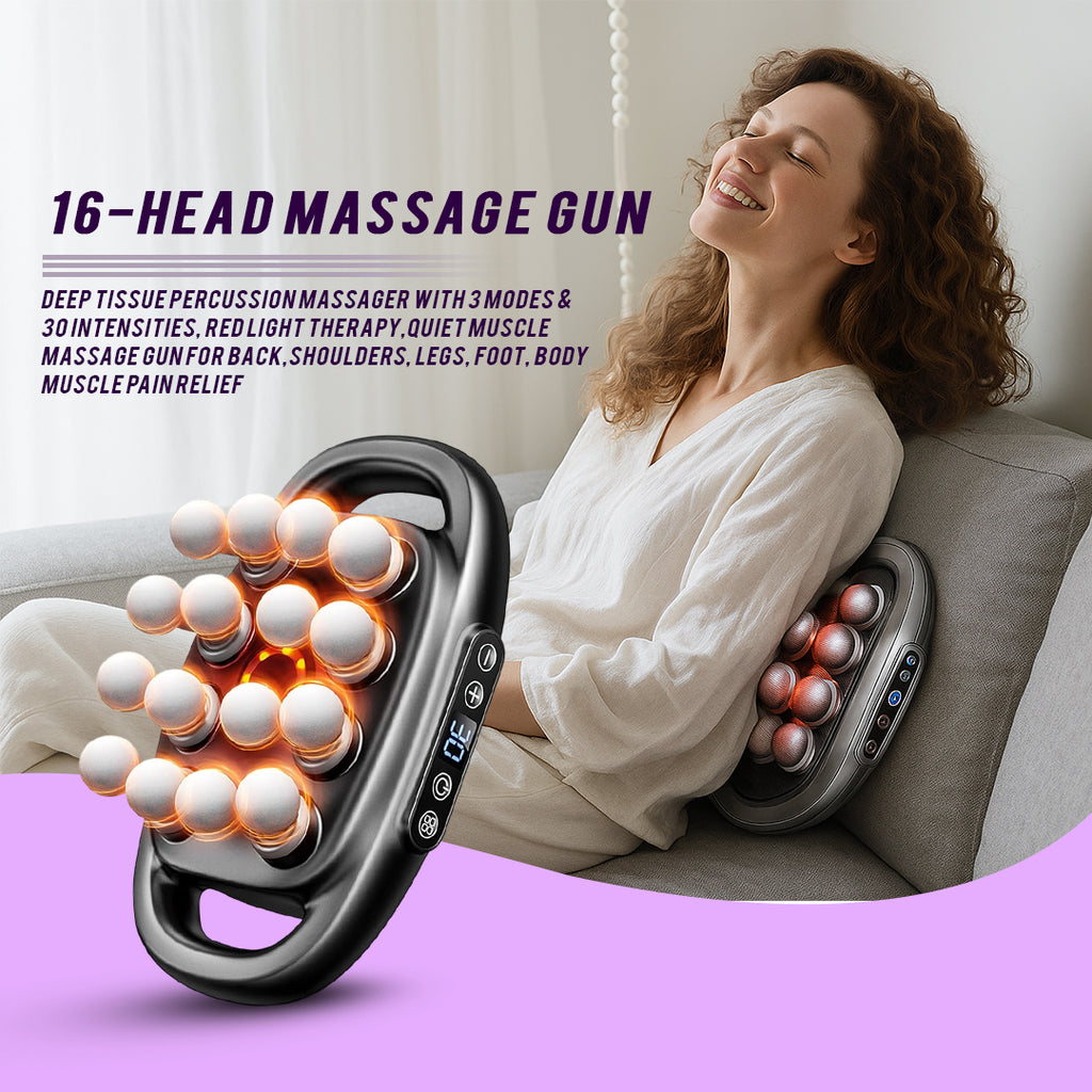16-Head Massage Gun  Deep Muscle Relief, Recovery & Full-Body Relaxation