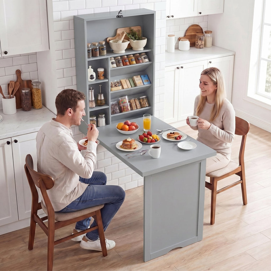 Wandmontierter, klappbarer Schreibtisch – platzsparendes Schwebemodell – Grau