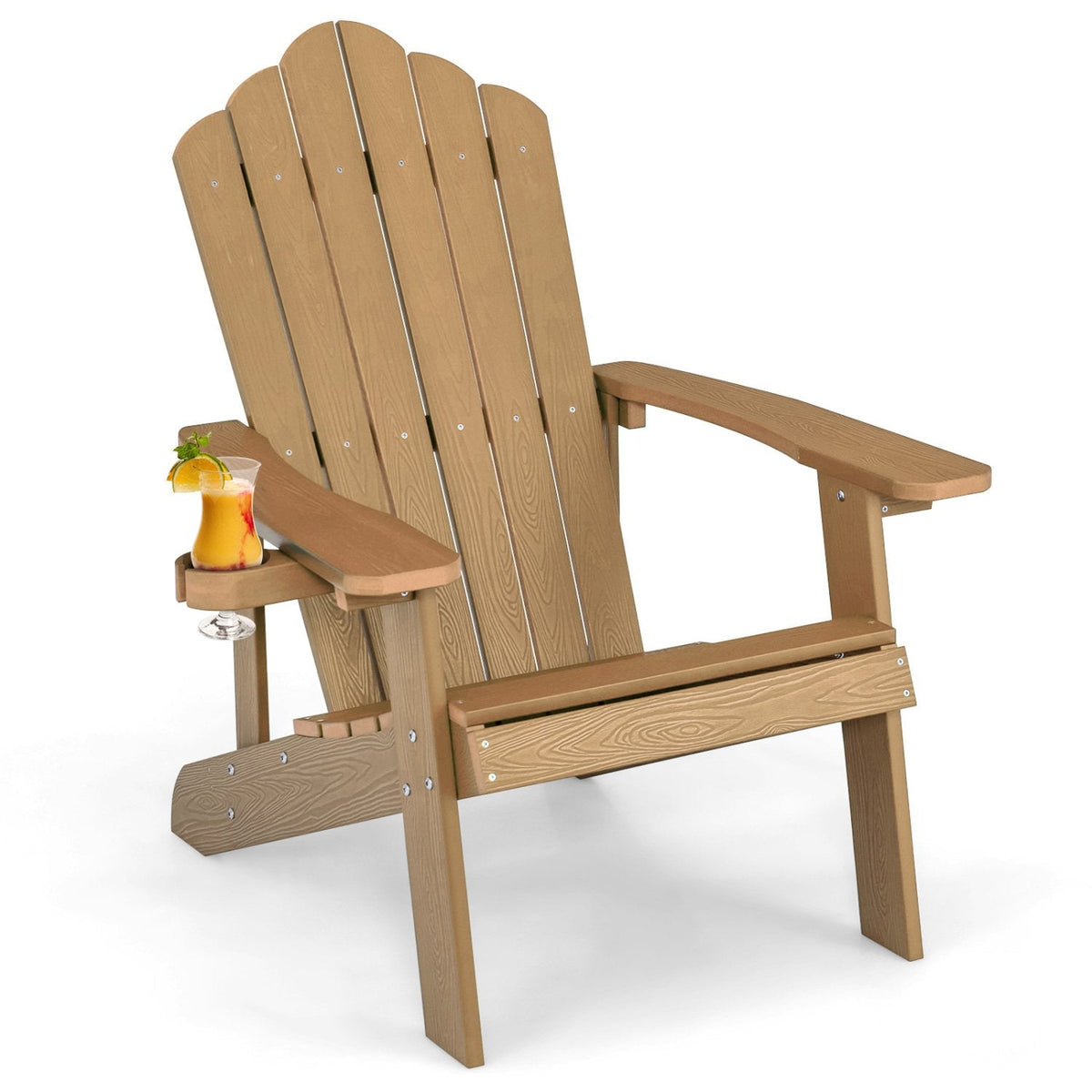 Wetterfester Adirondack-Gartenstuhl aus HIPS mit Getränkehalter – Kaffee