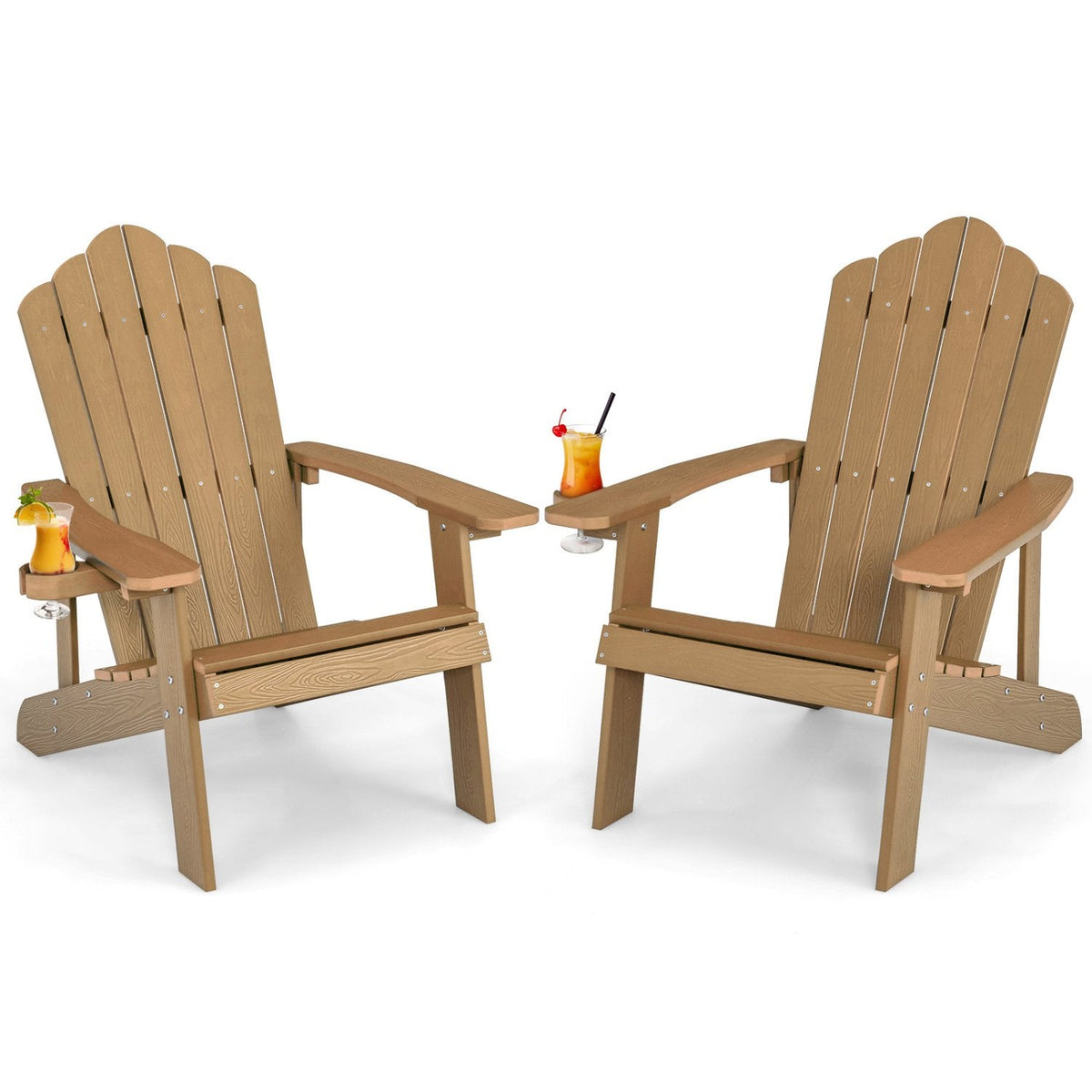 Wetterfester Adirondack-Gartenstuhl aus HIPS mit Getränkehalter – Kaffee