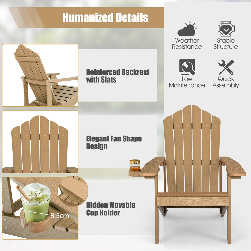 Wetterfester Adirondack-Gartenstuhl aus HIPS mit Getränkehalter – Kaffee
