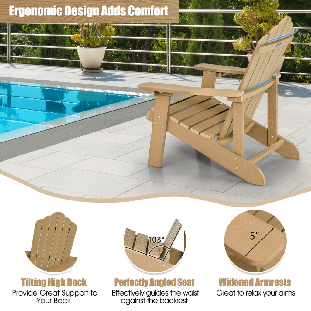 Wetterfester Adirondack-Gartenstuhl aus HIPS mit Getränkehalter – Kaffee