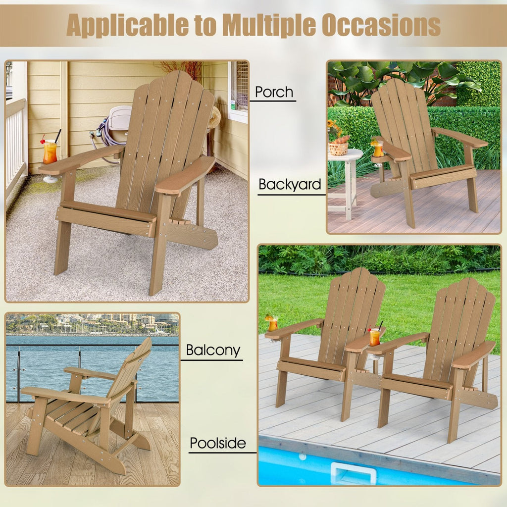 Wetterfester Adirondack-Gartenstuhl aus HIPS mit Getränkehalter – Kaffee