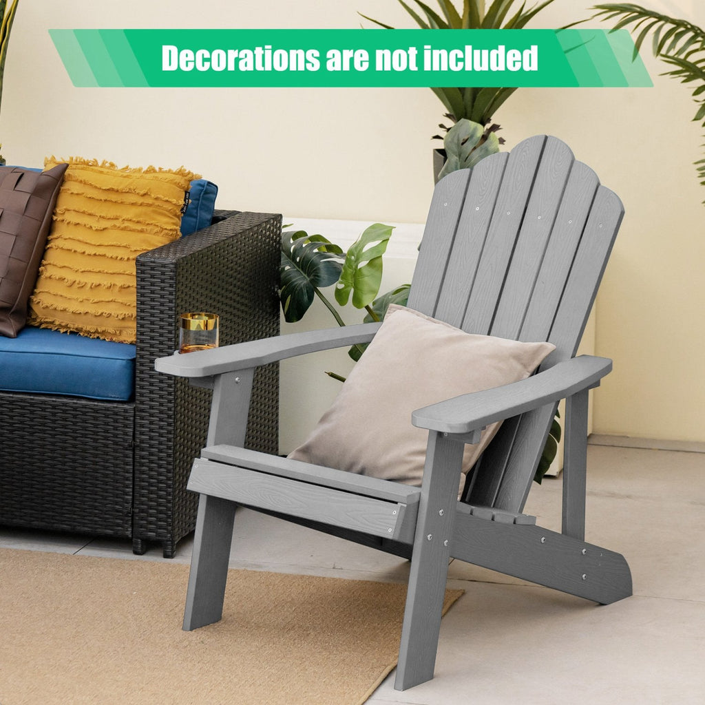 Wetterfester Adirondack-Outdoor-Stuhl aus HIPS mit Getränkehalter – Grau