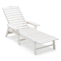 Sillón de HDPE resistente a la intemperie con portavasos móvil y 5 posiciones, blanco
