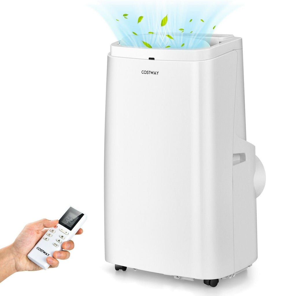 Aire acondicionado portátil 3 en 1 de 9000 BTU con control remoto, blanco, para 350 pies cuadrados, 3 velocidades de ventilador
