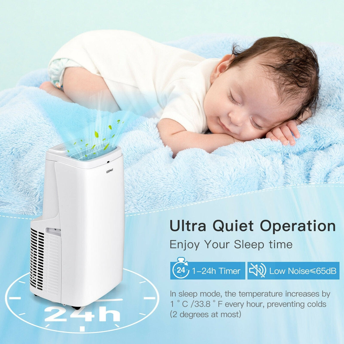 Aire acondicionado portátil 3 en 1 de 9000 BTU con control remoto, blanco, para 350 pies cuadrados, 3 velocidades de ventilador