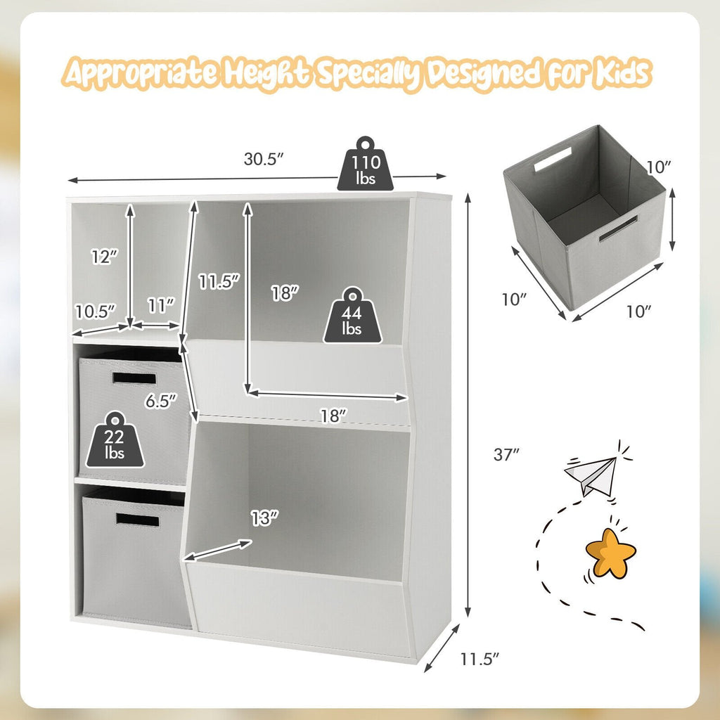 Meuble de rangement pour jouets pour enfants avec étagères, coloris blanc