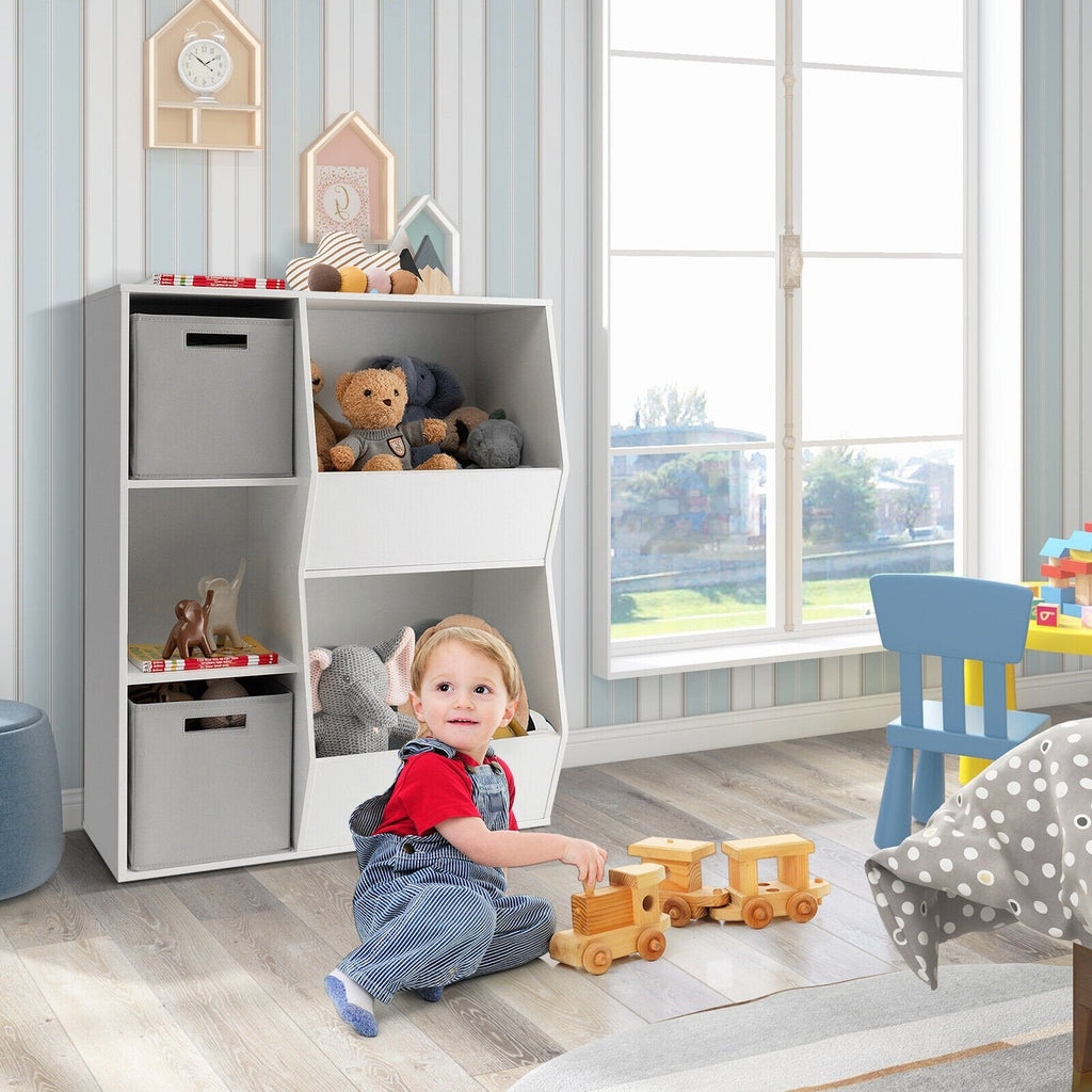 Meuble de rangement pour jouets pour enfants avec étagères, coloris blanc
