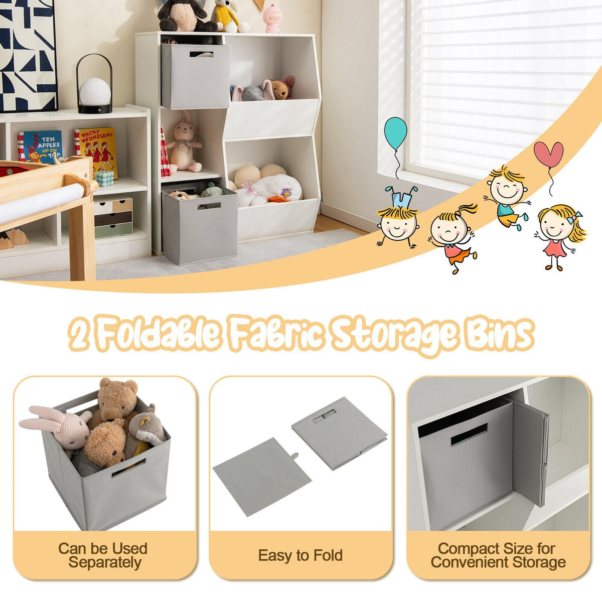 Meuble de rangement pour jouets pour enfants avec étagères, coloris blanc