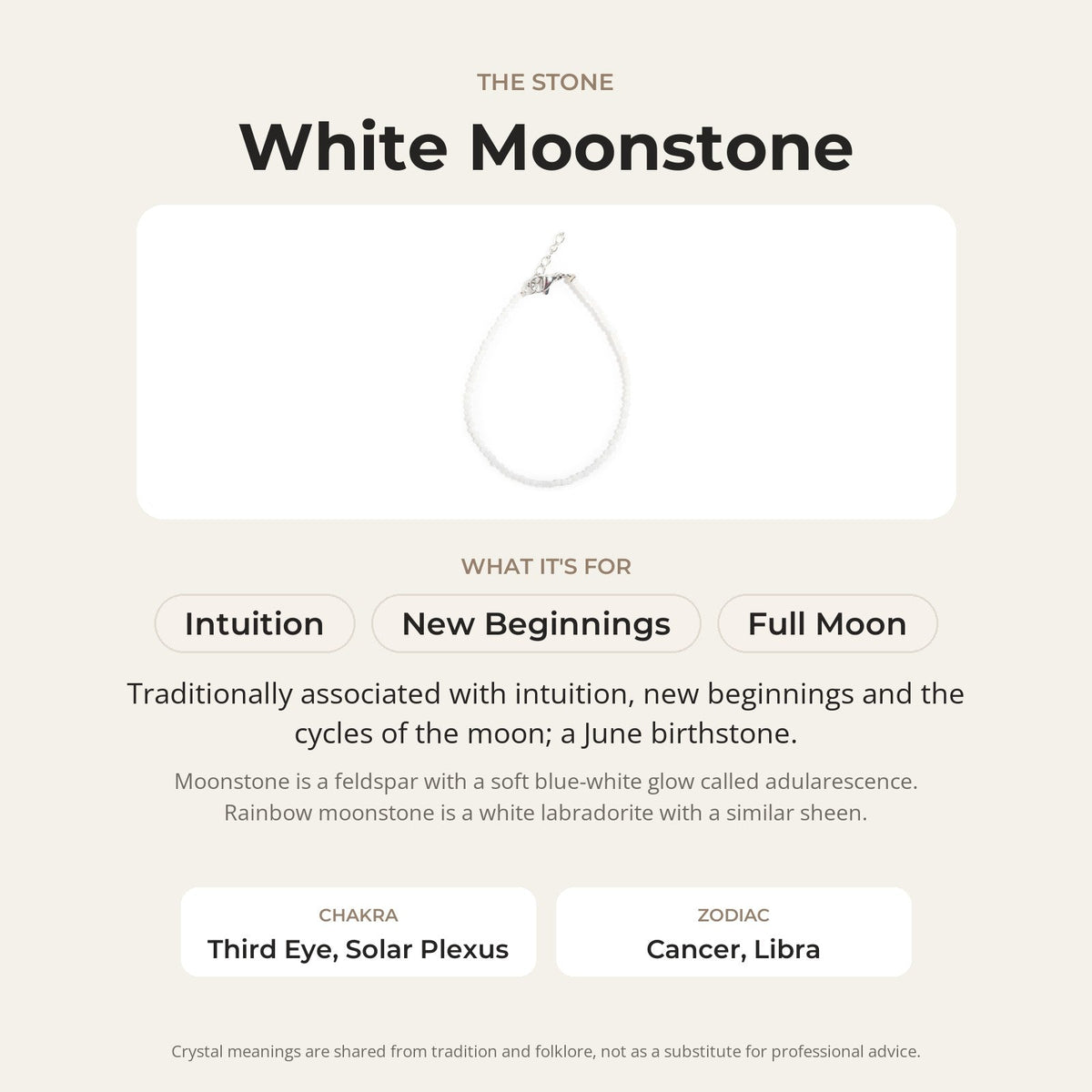 White Moonstone Bracelet - 2-3mm