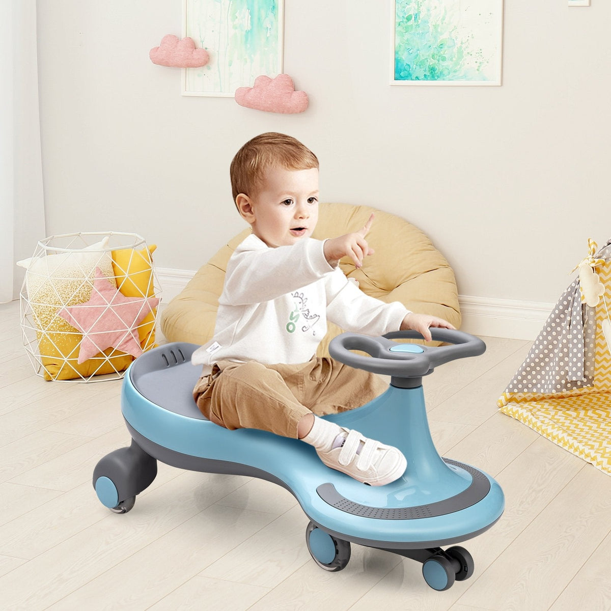 Porteur Wiggle Car avec roues clignotantes - Bleu