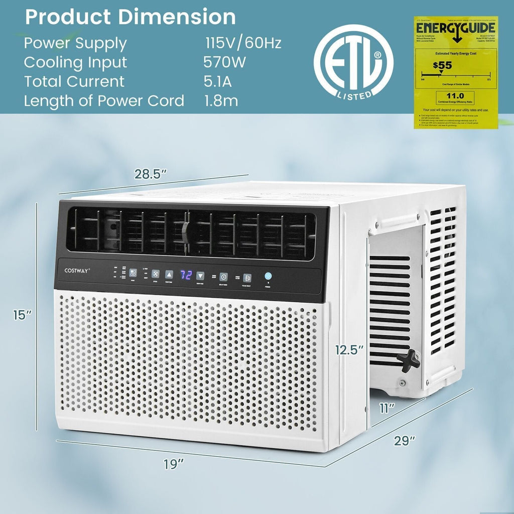 10.000-BTU-Fensterklimaanlage mit Fernbedienung und LED-Bedienfeld, für 250 sq ft, 42 dB