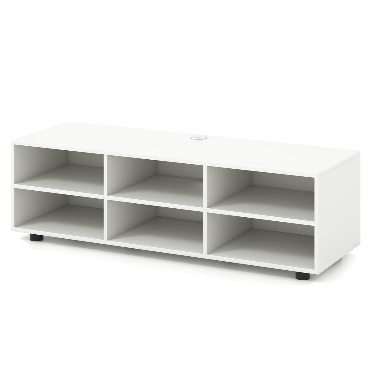 Meuble TV pour téléviseur jusqu'à 55 pouces avec 6 compartiments de rangement - Blanc