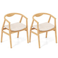 Silla decorativa de bambú con reposabrazos y respaldo curvo - Natural